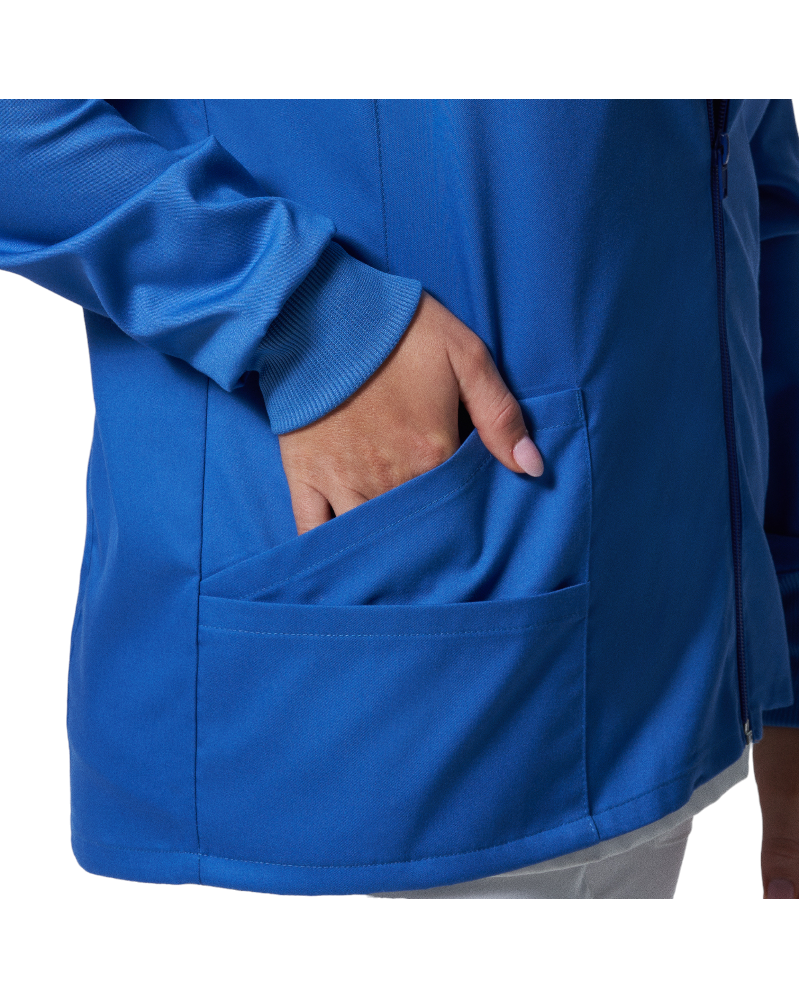 Vue des deux poches latérale droite dos de la veste de survêtement pour femmes Landau Proflex #LJ701-OS