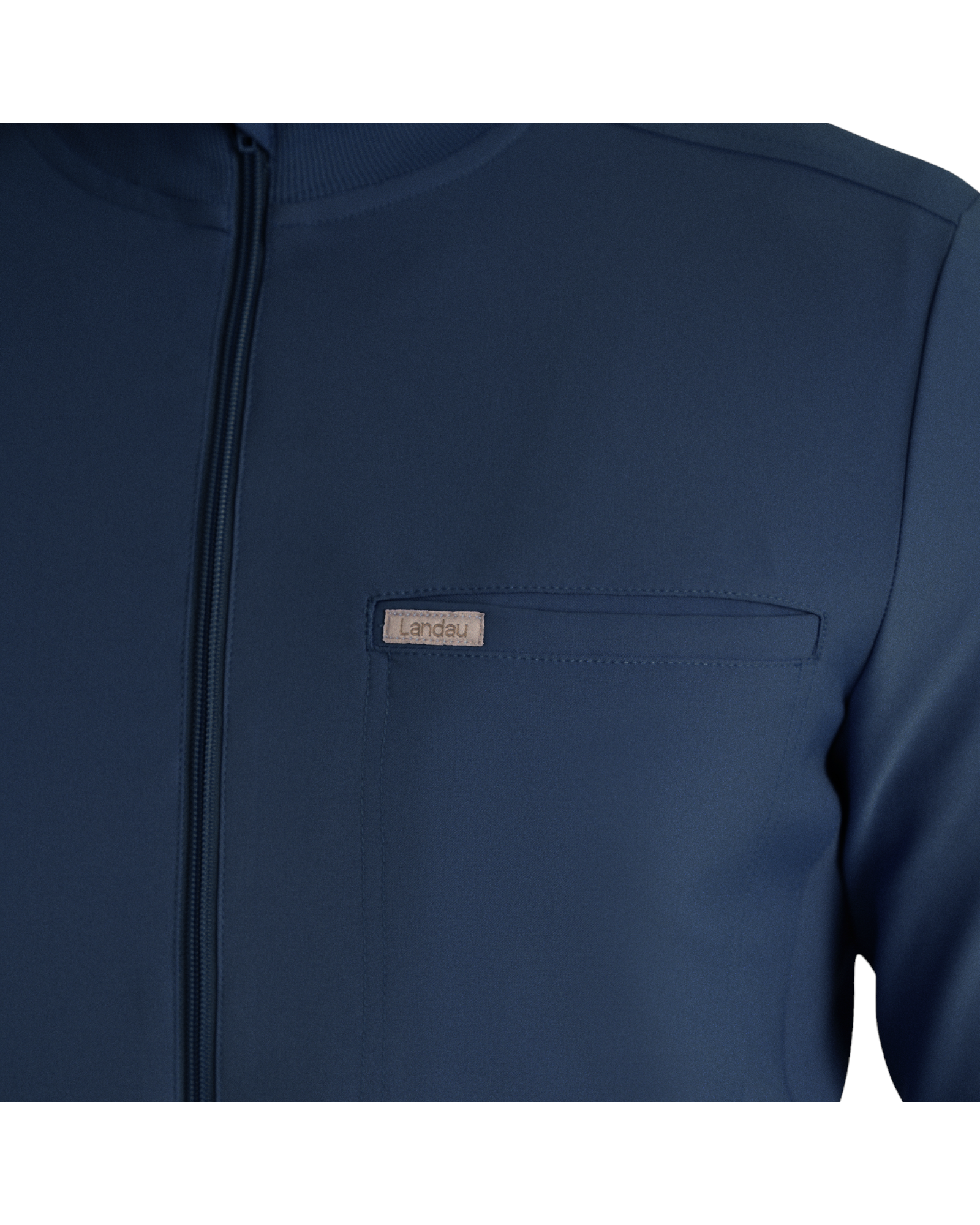 Vue poche poitrine de la veste de survêtement pour hommes à fermeture éclair Landau Forward #LJ703 couleur Marine
