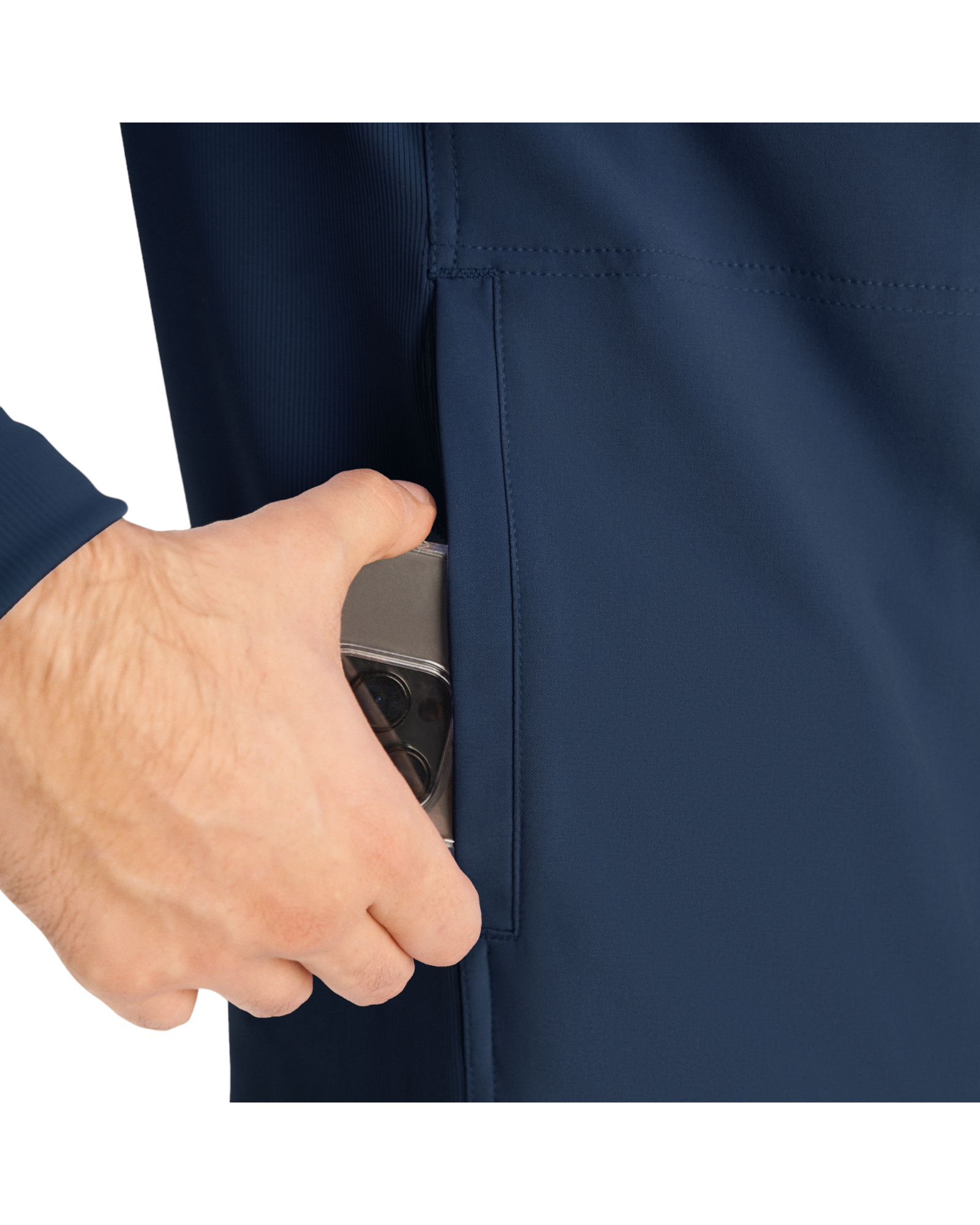Vue poche latérale de la veste de survêtement pour hommes à fermeture éclair Landau Forward #LJ703 couleur Marine