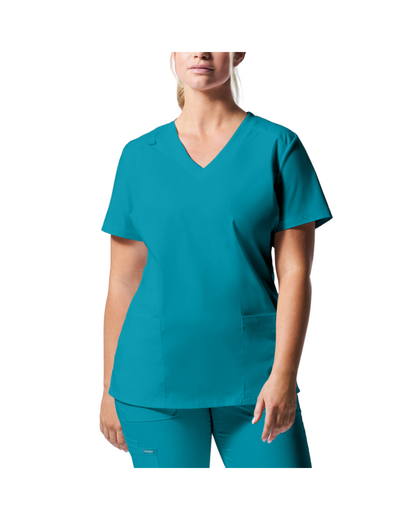 Uniforme de marque landau pour femmes taille plus. Travailleuses du domaine de la santé. LT105-OS couleur Sarcelle, col en V.