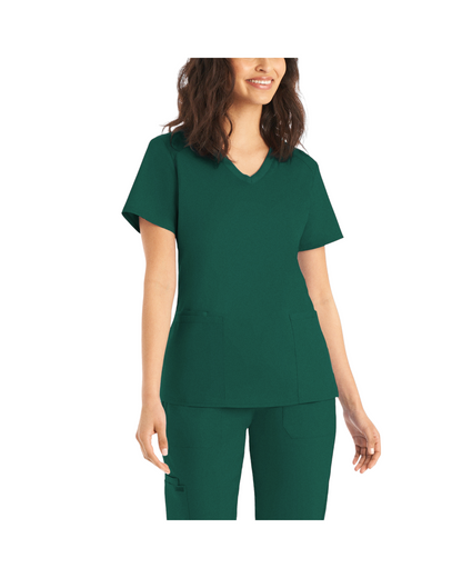Uniforme de marque landau pour femmes. Travailleuses du domaine de la santé. LT105 couleur Vert forêt, col en V.