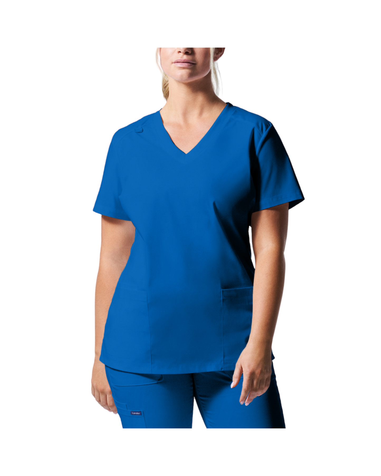 Uniforme de marque landau pour femmes. Travailleuses du domaine de la santé. LT105 couleur Royal, col en V.
