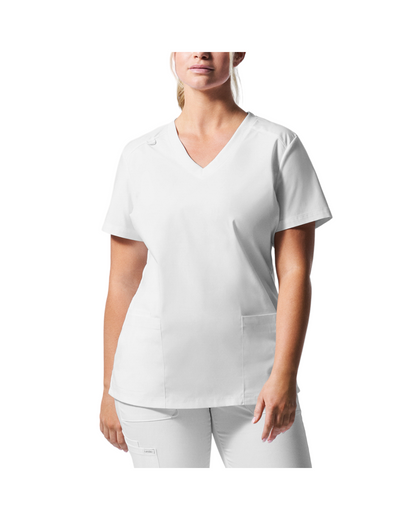 Uniforme de marque landau pour femmes. Travailleuses du domaine de la santé. LT105 couleur blanc, col en V.