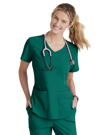 Women's Medical Uniform Top with 3 Pockets and Curved V-Neck Breeze SKECHERS SK101X (2XL &+)