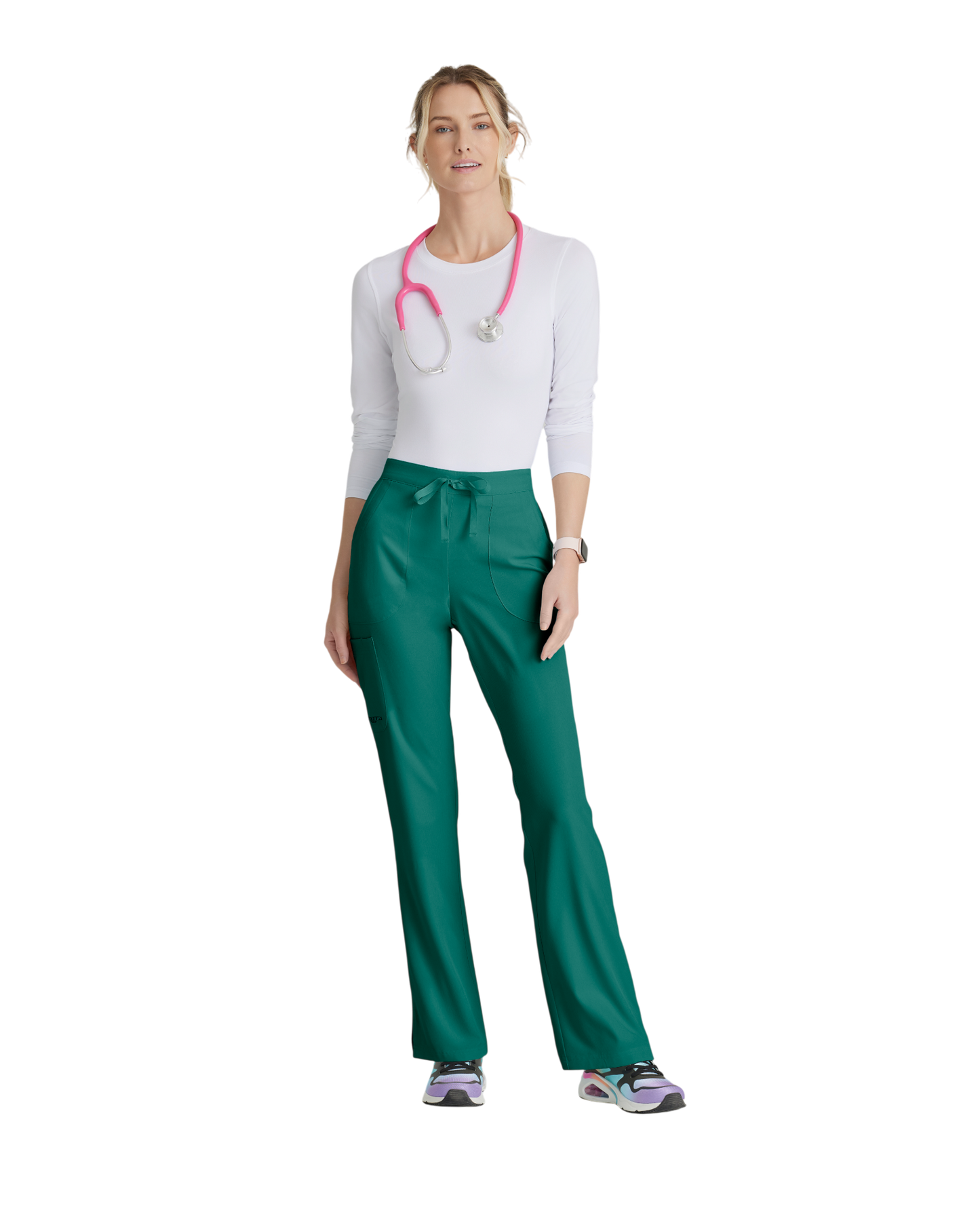 Ladies' straight-leg, mid-rise medical pants with 3 pockets SKECHERS SK201P (Petite)