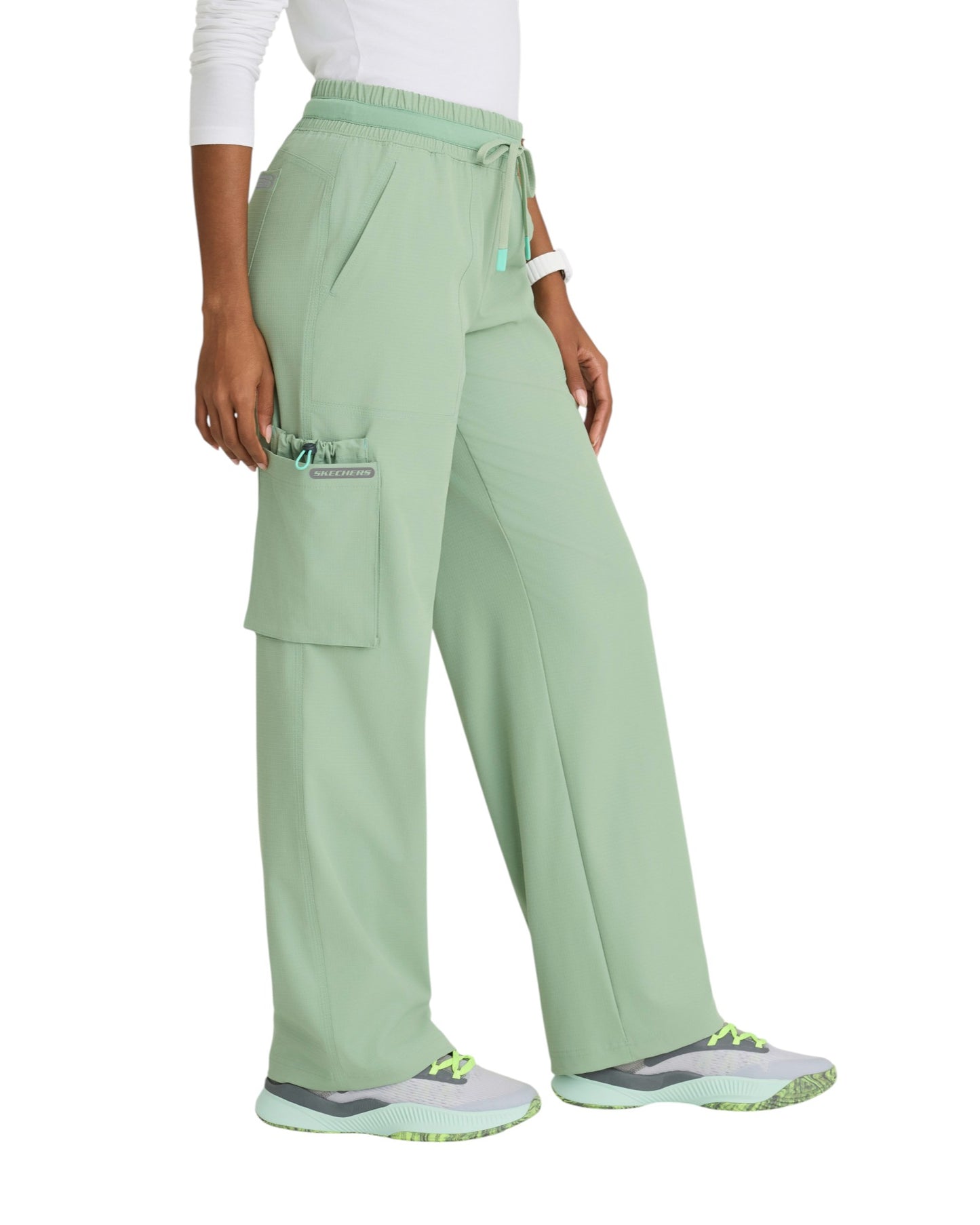 Skechers women's 5-Pocket wide leg pants with gathered waist #SKP707