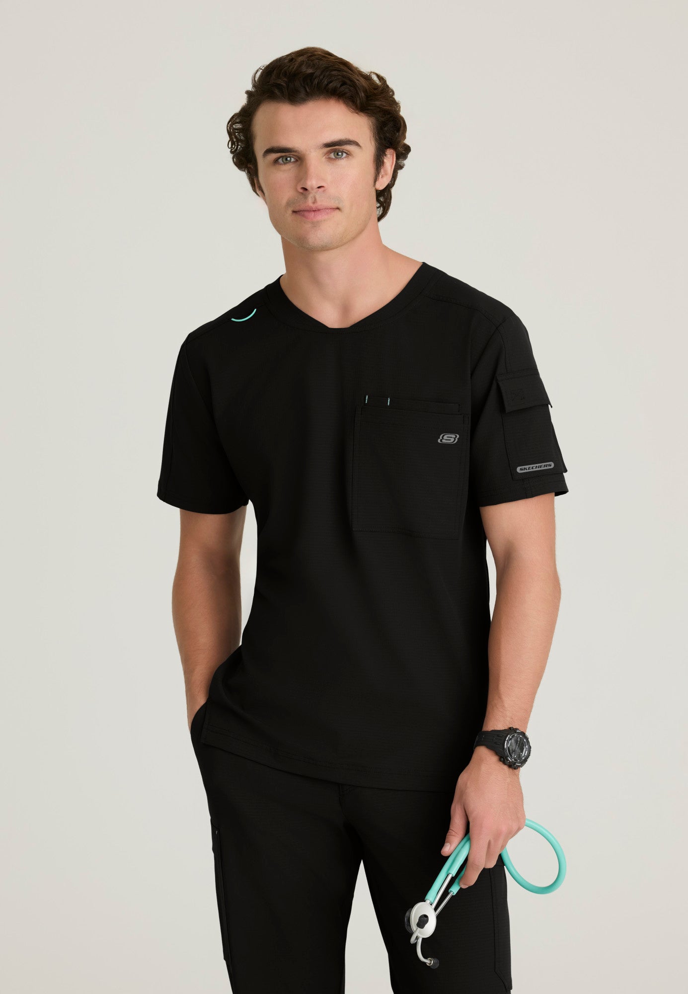 Haut à col rond et ourlet asymétrique à 3 poches pour homme Skechers Ripstop SKT277X (2XL &+)