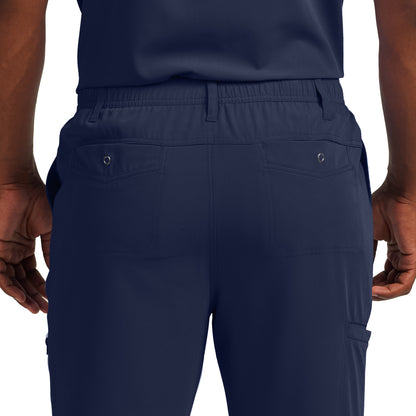 Vue des poches arrière pantalon cargo 7 poches à jambe droite pour homme CRFT White Cross #WB418 couleur marine