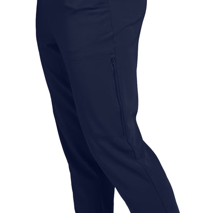 Vue latérale du pantalon cargo 7 poches à jambe droite pour homme CRFT White Cross #WB418 couleur marine