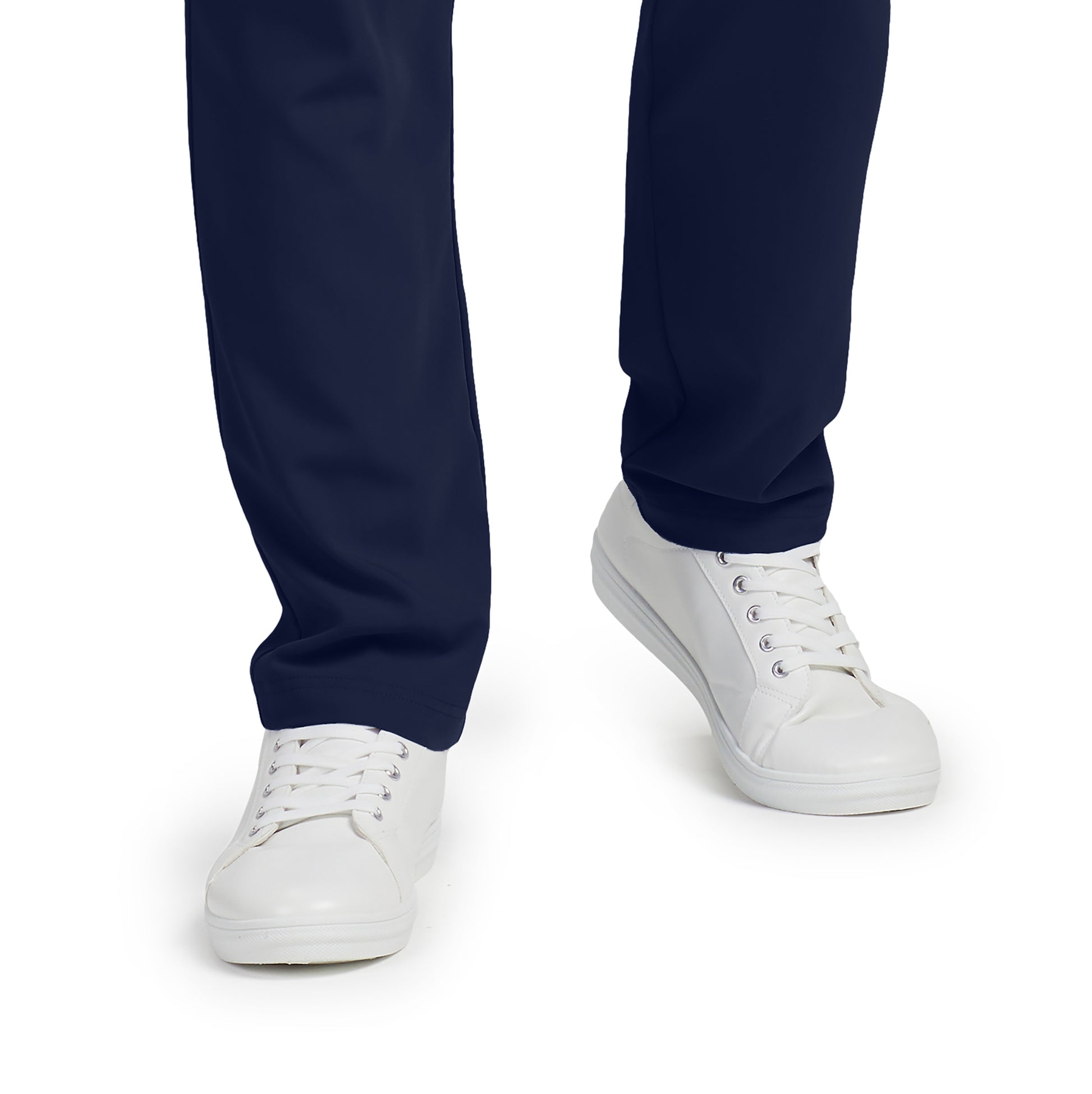 Vue bas de la jambe du pantalon cargo 7 poches à jambe droite pour homme CRFT White Cross #WB418 couleur marine