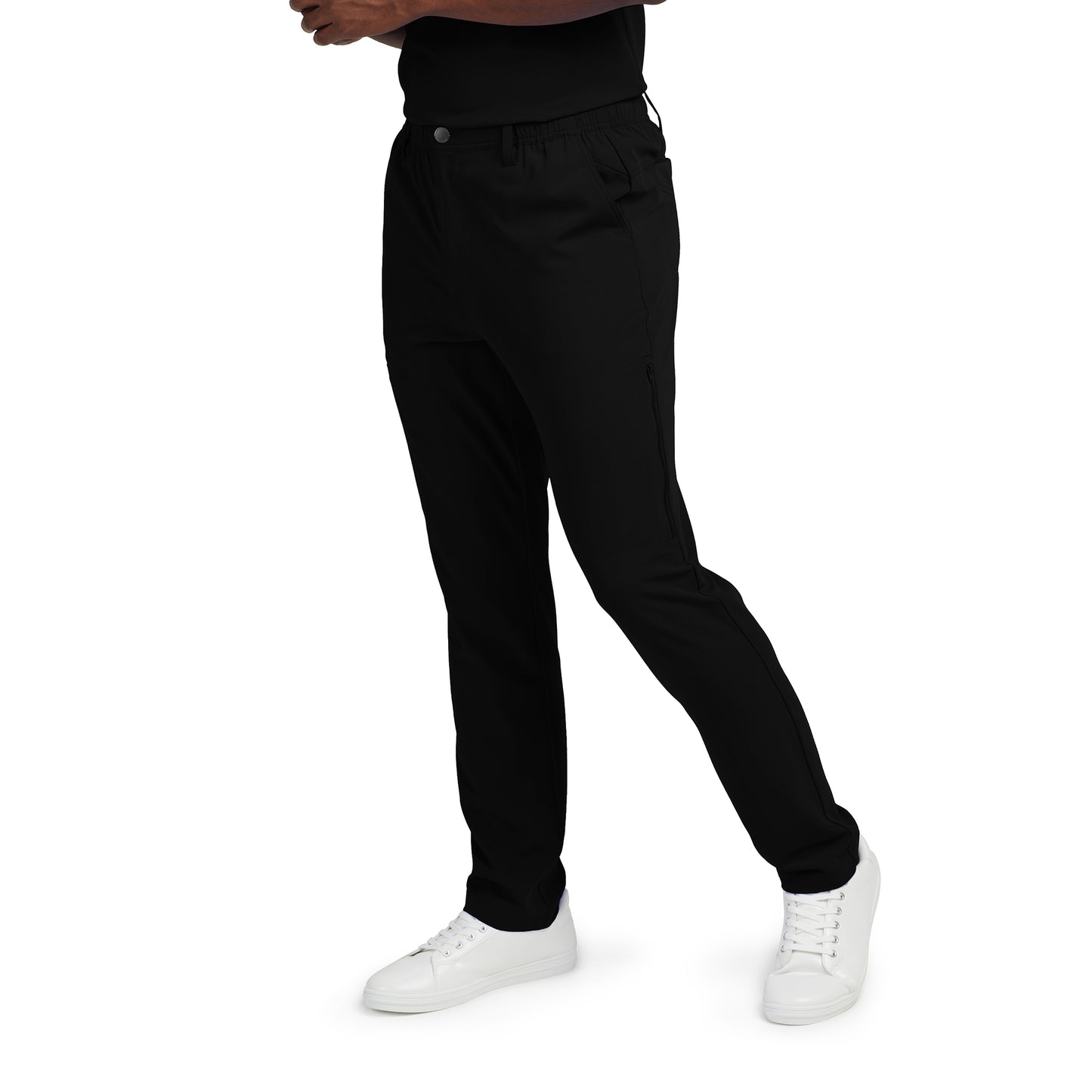  Vue latérale pantalon cargo 7 poches à jambe droite pour homme CRFT White Cross #WB418 couleur noir