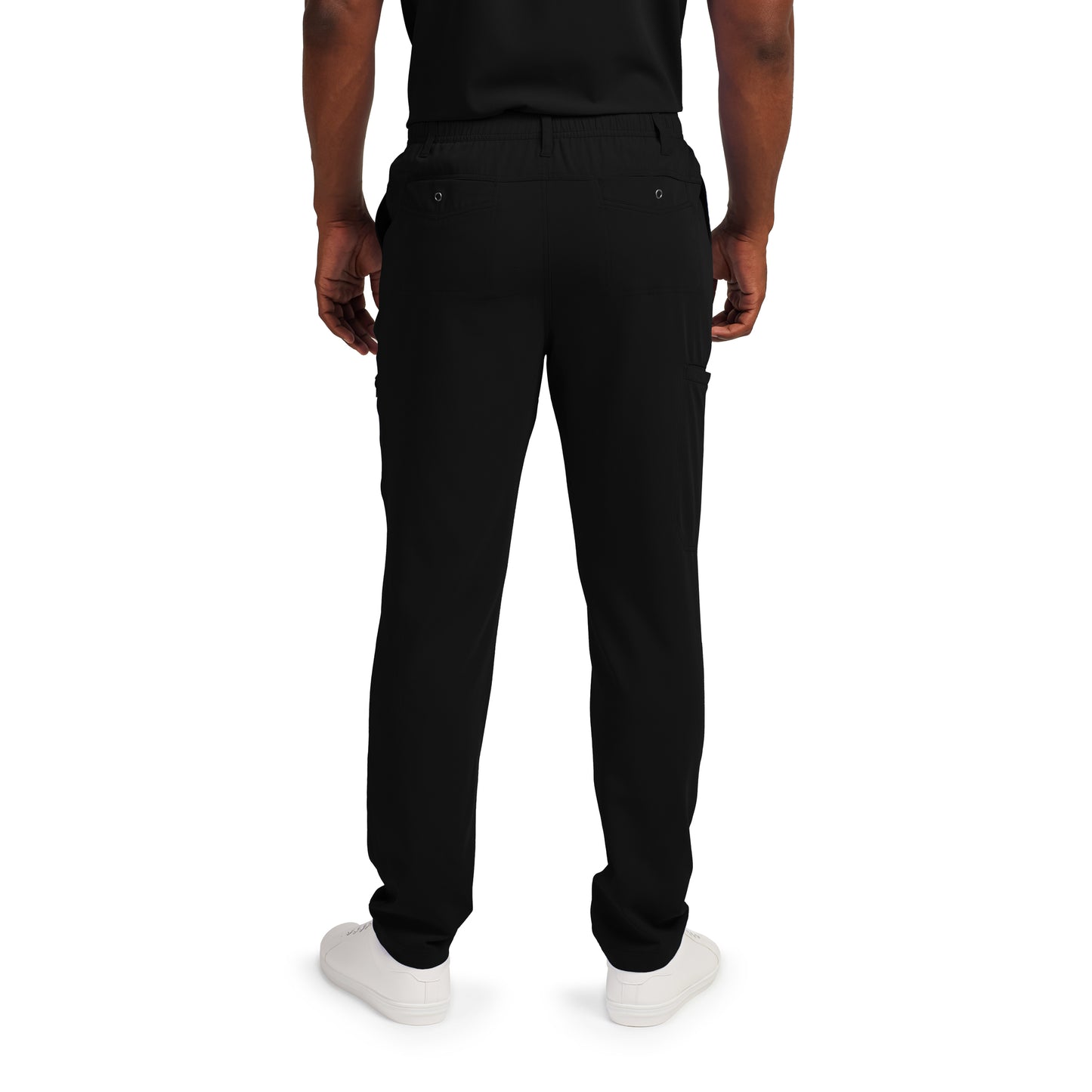 Vue arrière du pantalon cargo 7 poches à jambe droite pour homme CRFT White Cross #WB418 couleur noir