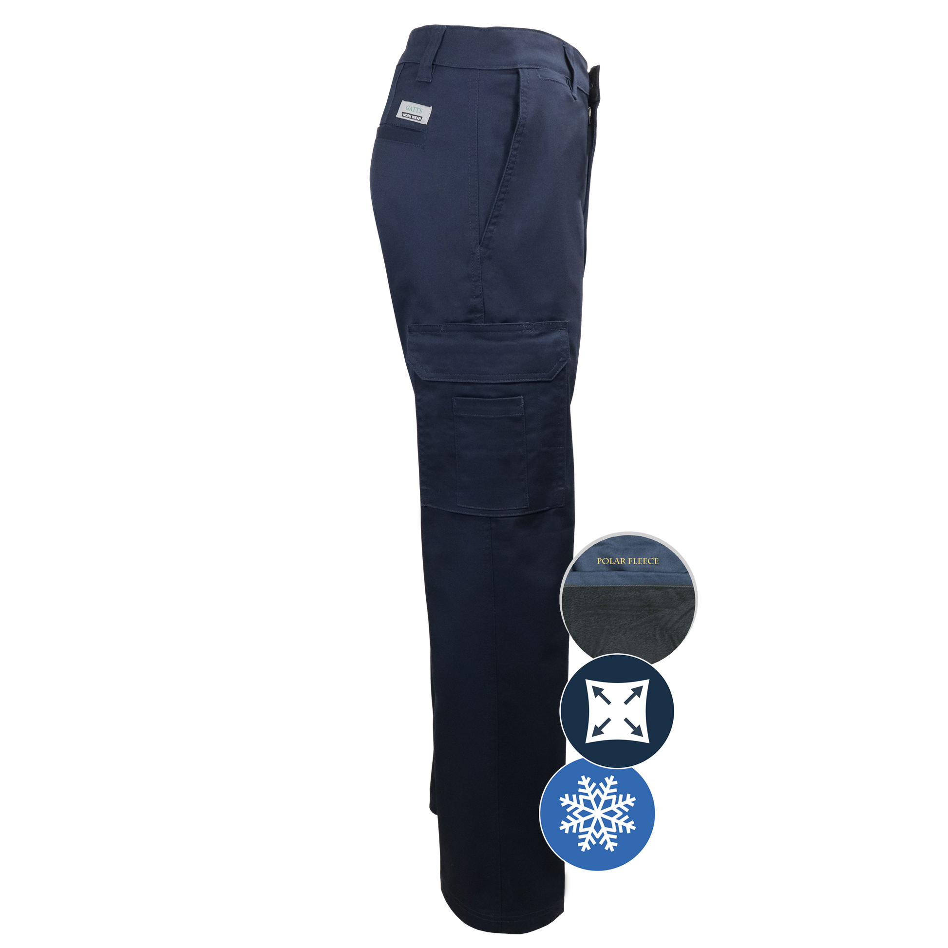 Pantalon de travail pour homme doublé en polar Gatts #011EXD côté