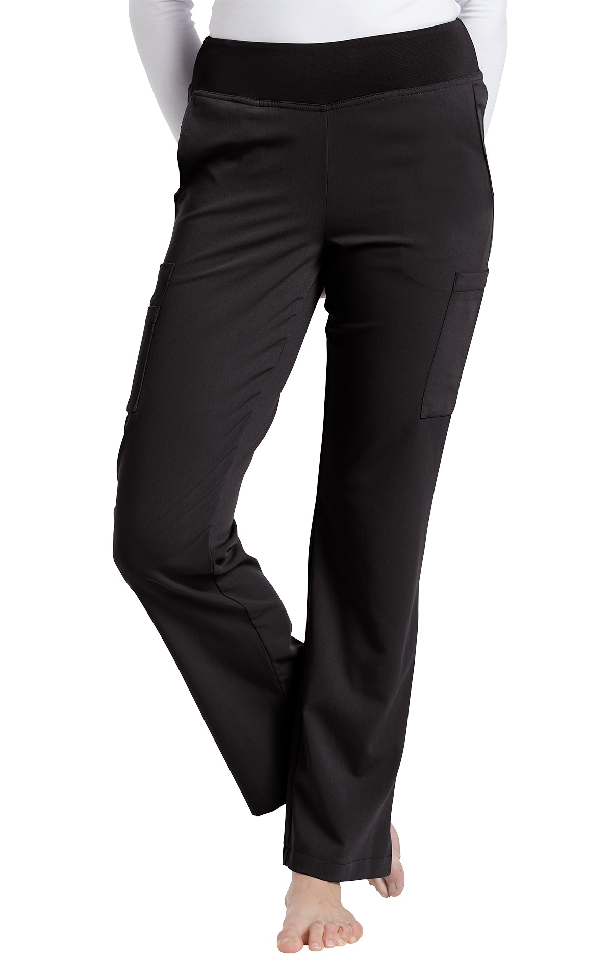 Pantalon de travail style yoga avec poche cargo Marvella White Cross #354 noir