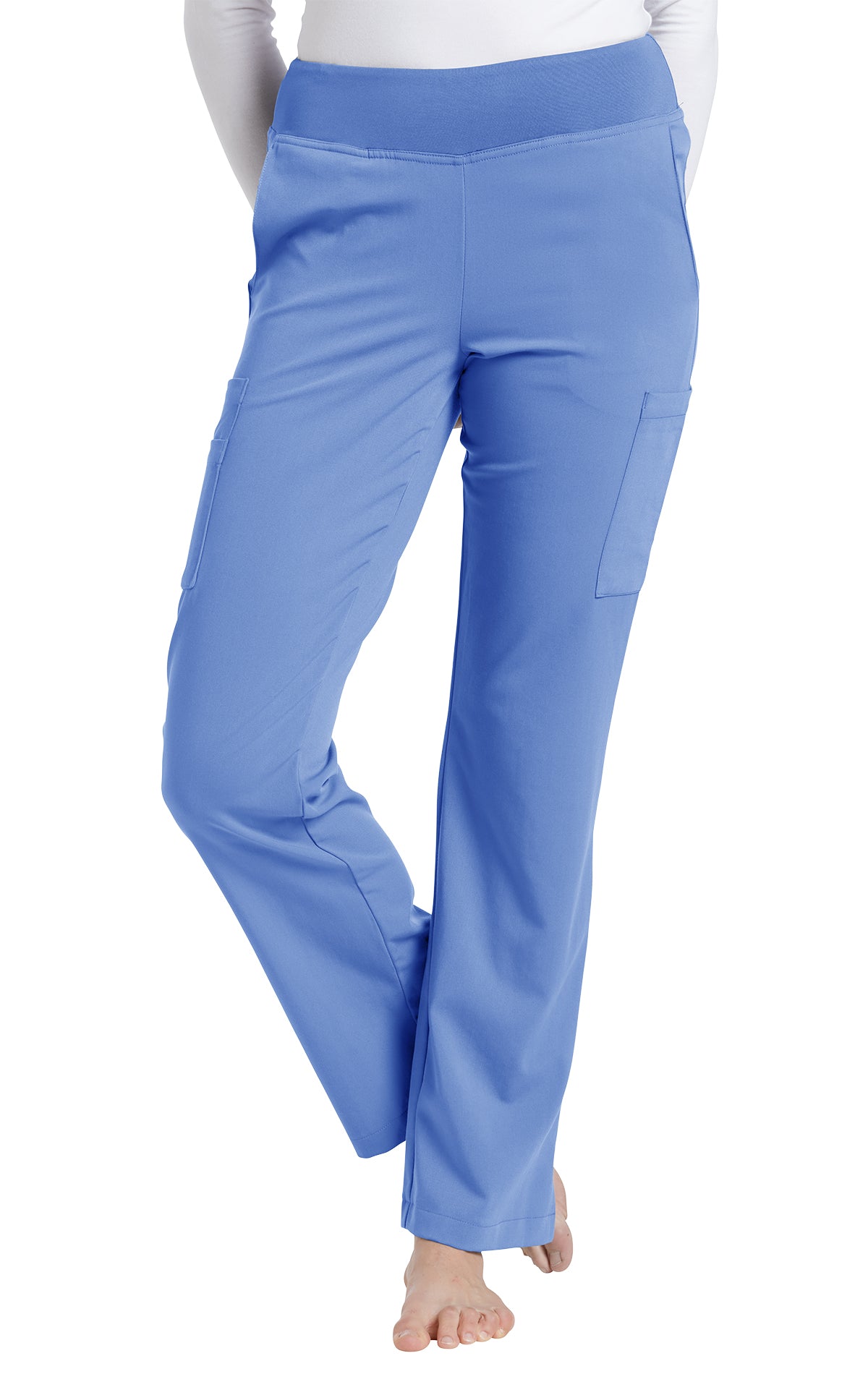 Pantalon de travail style yoga avec poche cargo Marvella White Cross #354 bleu ciel