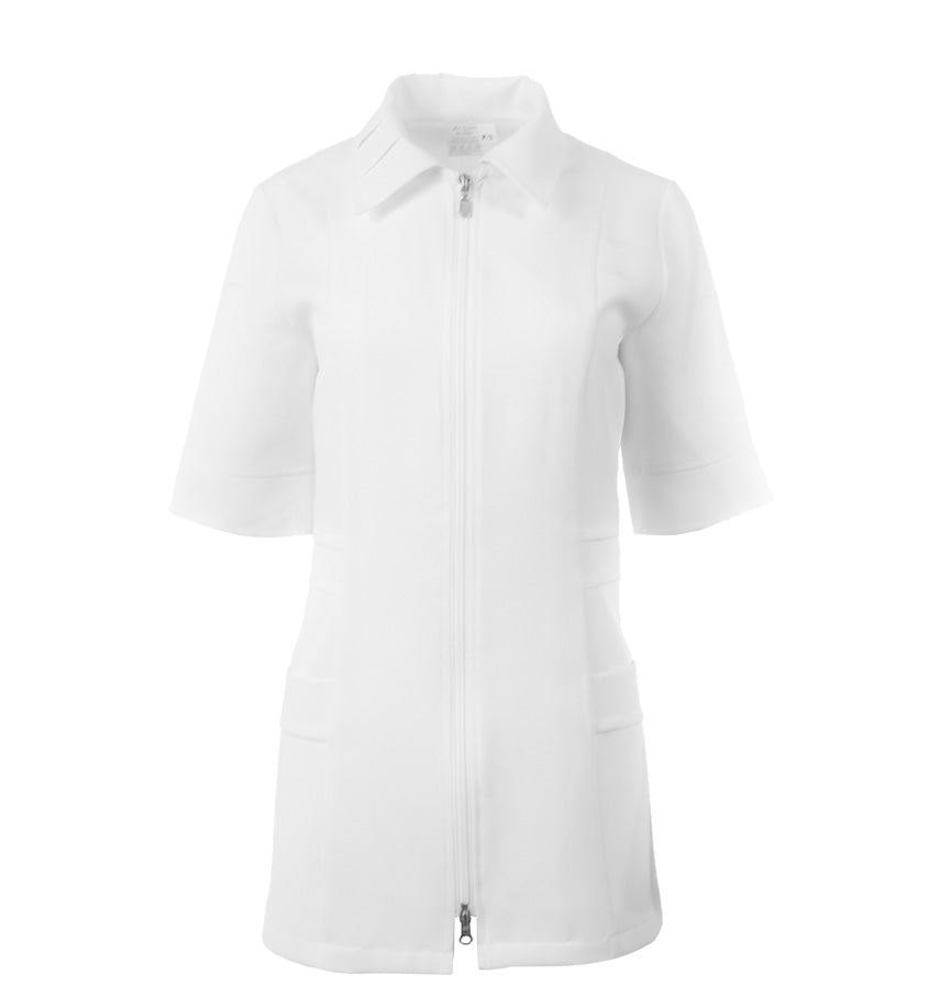 Haut d'uniforme pour femme avec fermeture Les Secrets du Style #409MC blanc