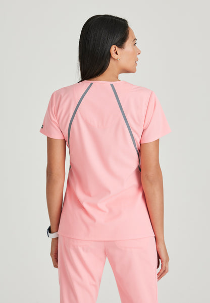 Haut d'uniforme col V à deux poches Grey's Anatomy Edge Elevate Top #7188 Rosy Coral arrière