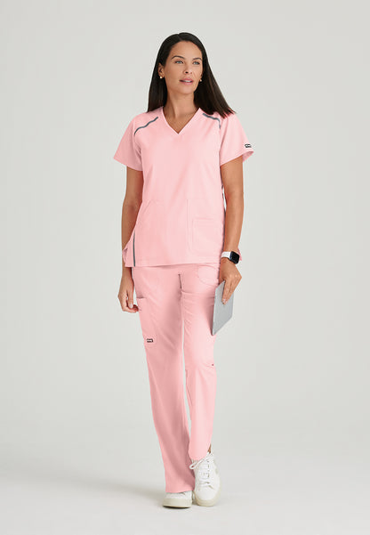 Haut d'uniforme col V à deux poches Grey's Anatomy Edge Elevate Top #7188 Rosy Coral