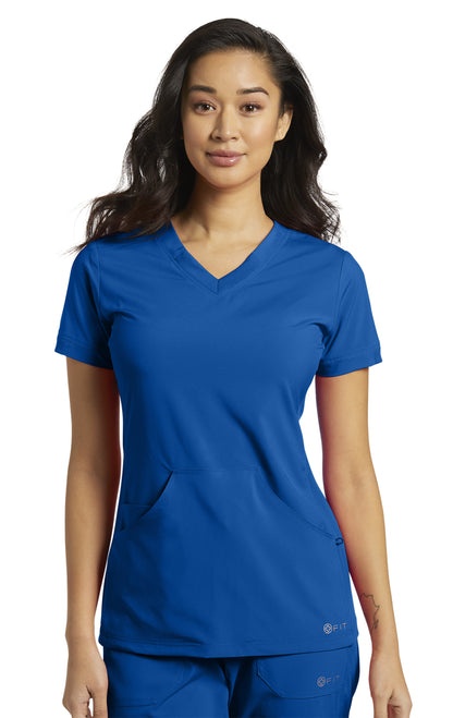 Haut d'uniforme médical avec col en V White Cross FIT #725 bleu royal