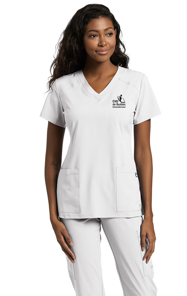 Haut d'uniforme col en V pour infirmières Uniformes Sélect #785CHU blanc