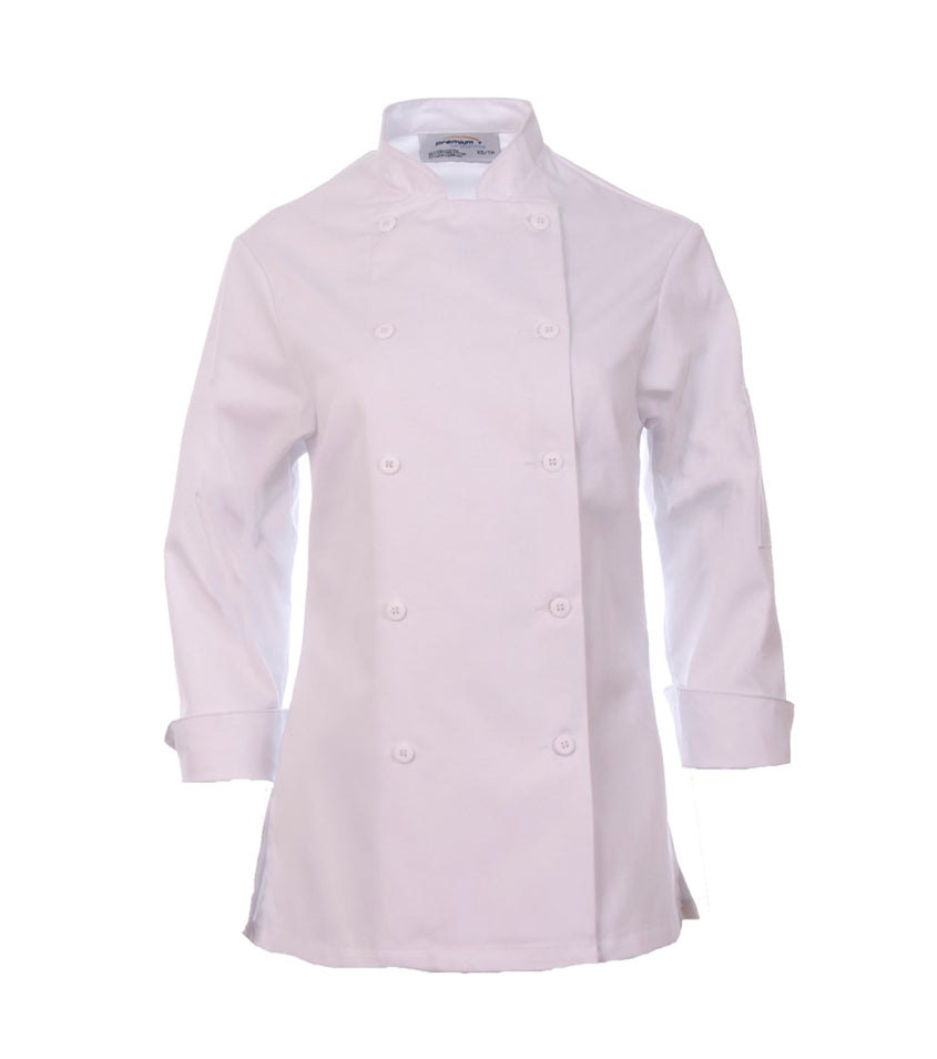 Veste de chef à manches longues pour femme Premium Uniforms #5300LDS blanc