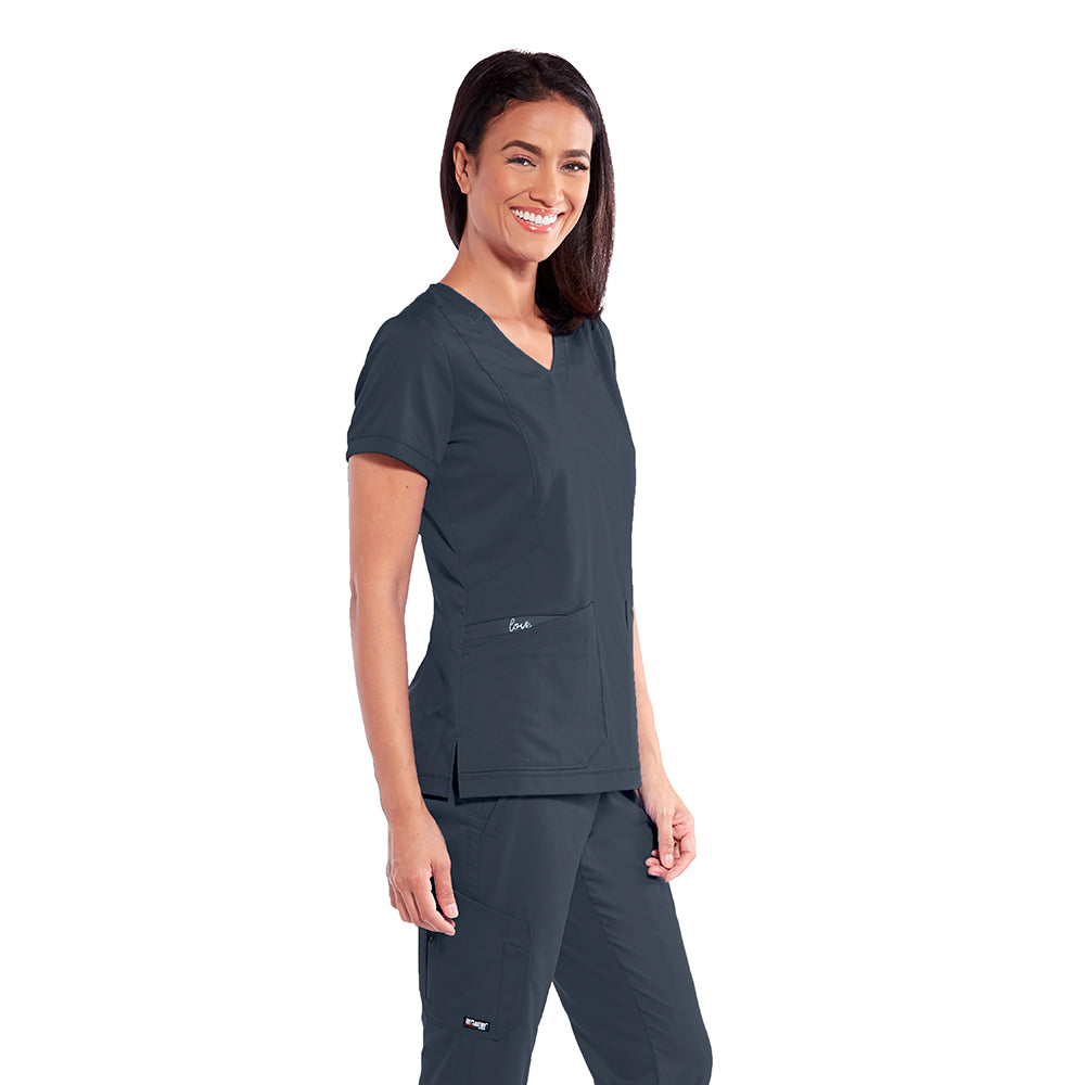 Haut d'uniforme col en V pour femmes Grey's Anatomy - Top classique Kira #GRT049 Steel côté