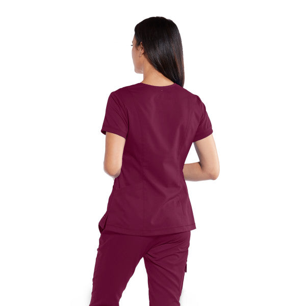 Haut d'uniforme col en V pour femmes Grey's Anatomy - Top classique Kira #GRT04939 rouge vin dos
