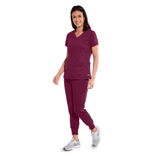 Haut d'uniforme col en V pour femmes Grey's Anatomy - Top classique Kira #GRT04939 rouge vin devant