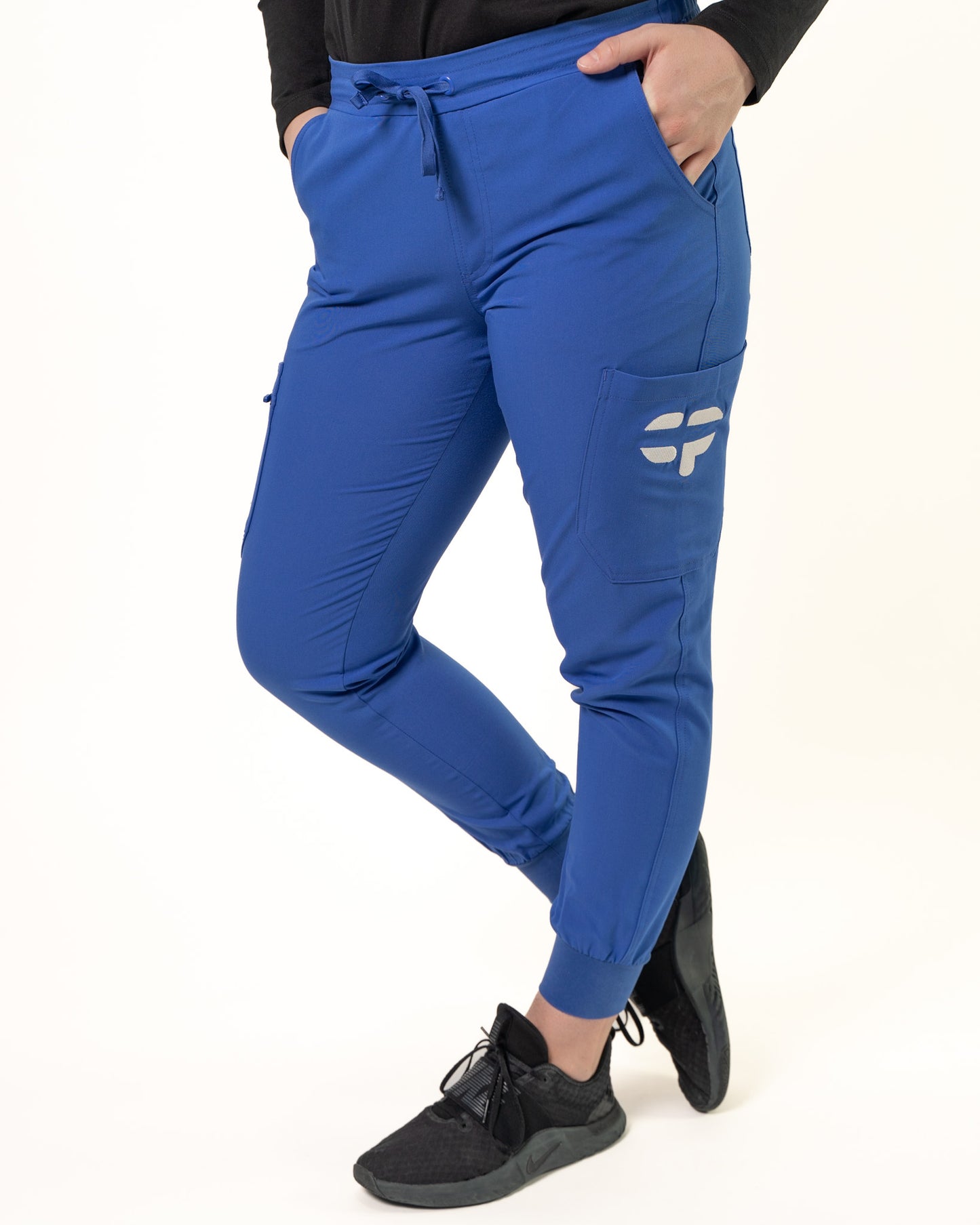 Pantalon d'uniforme Lisa style jogger CP Vêtements Bleu royal côté 2