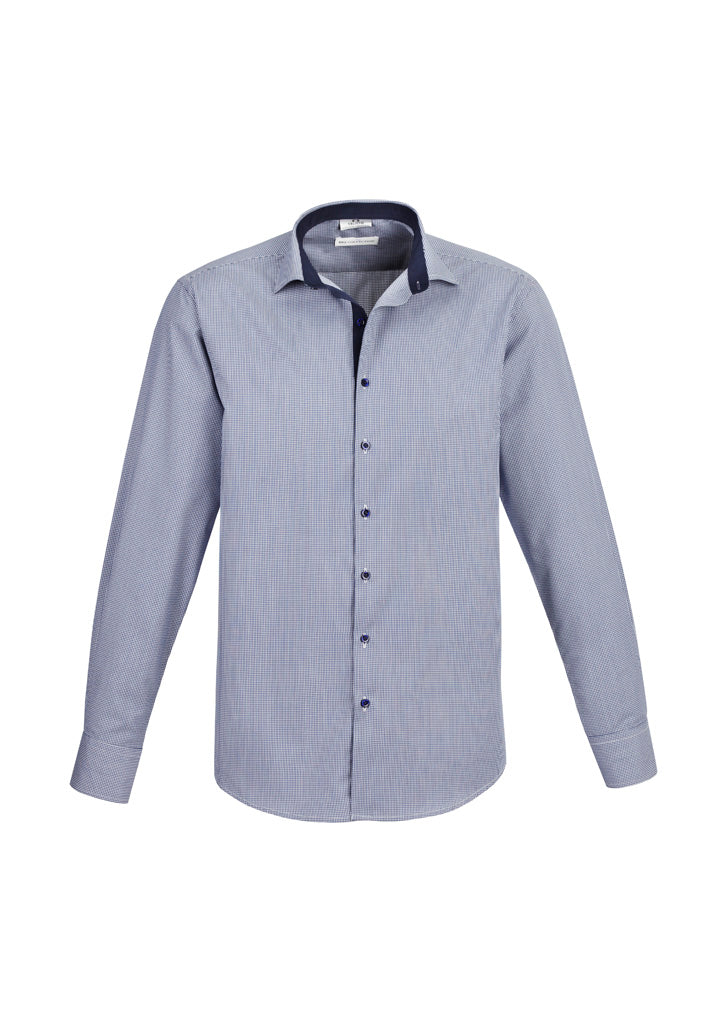 Chemise à manches longues Edge pour hommes Fashion Biz #S267ML Bleu