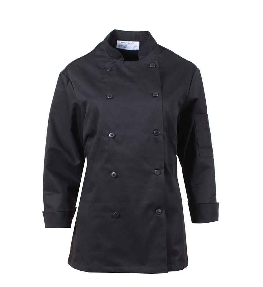 Veste de chef à manches longues pour femme Premium Uniforms #5300LDS noir