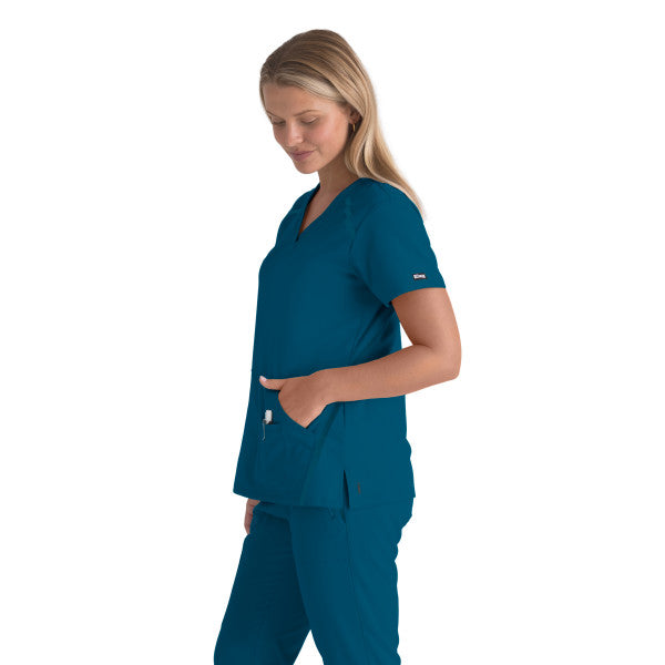 Haut d'uniforme col V à deux poches Grey's Anatomy Edge Elevate Top #7188 bahama coté gauche