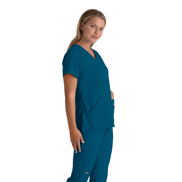 Haut d'uniforme col V à deux poches Grey's Anatomy Edge Elevate Top #7188 bahama coté droit
