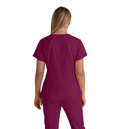Haut d'uniforme col V à deux poches Grey's Anatomy Edge Elevate Top #7188 rouge vin derrière